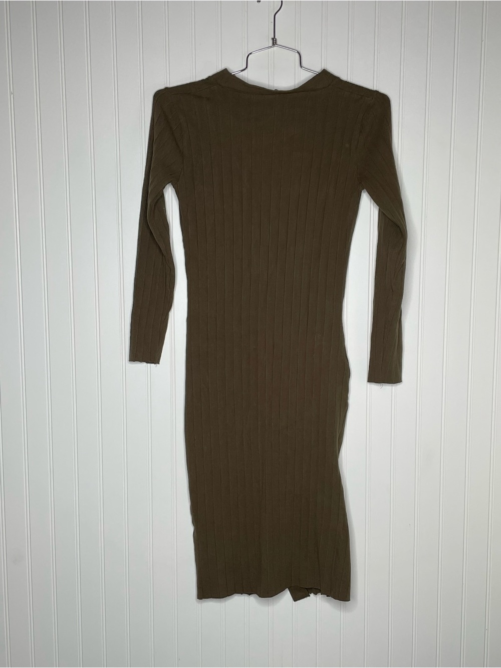 ZARA Button Front Ribbed Long Sleeve Dress - Picture 6 of 8
